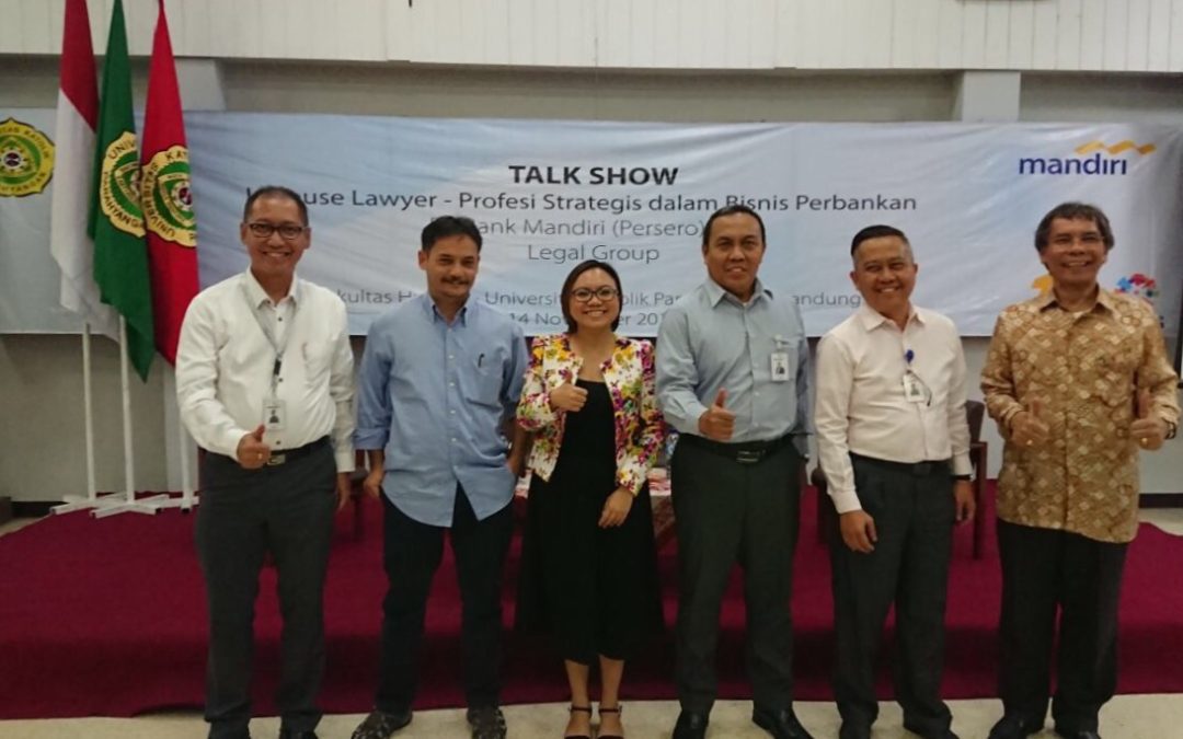 Legal Goes To Campus dengan Tema “Inhouse Lawyer – Profesi Strategis Dalam Bisnis Perbankan” Bersama PT. Bank Mandiri (Persero) Tbk.